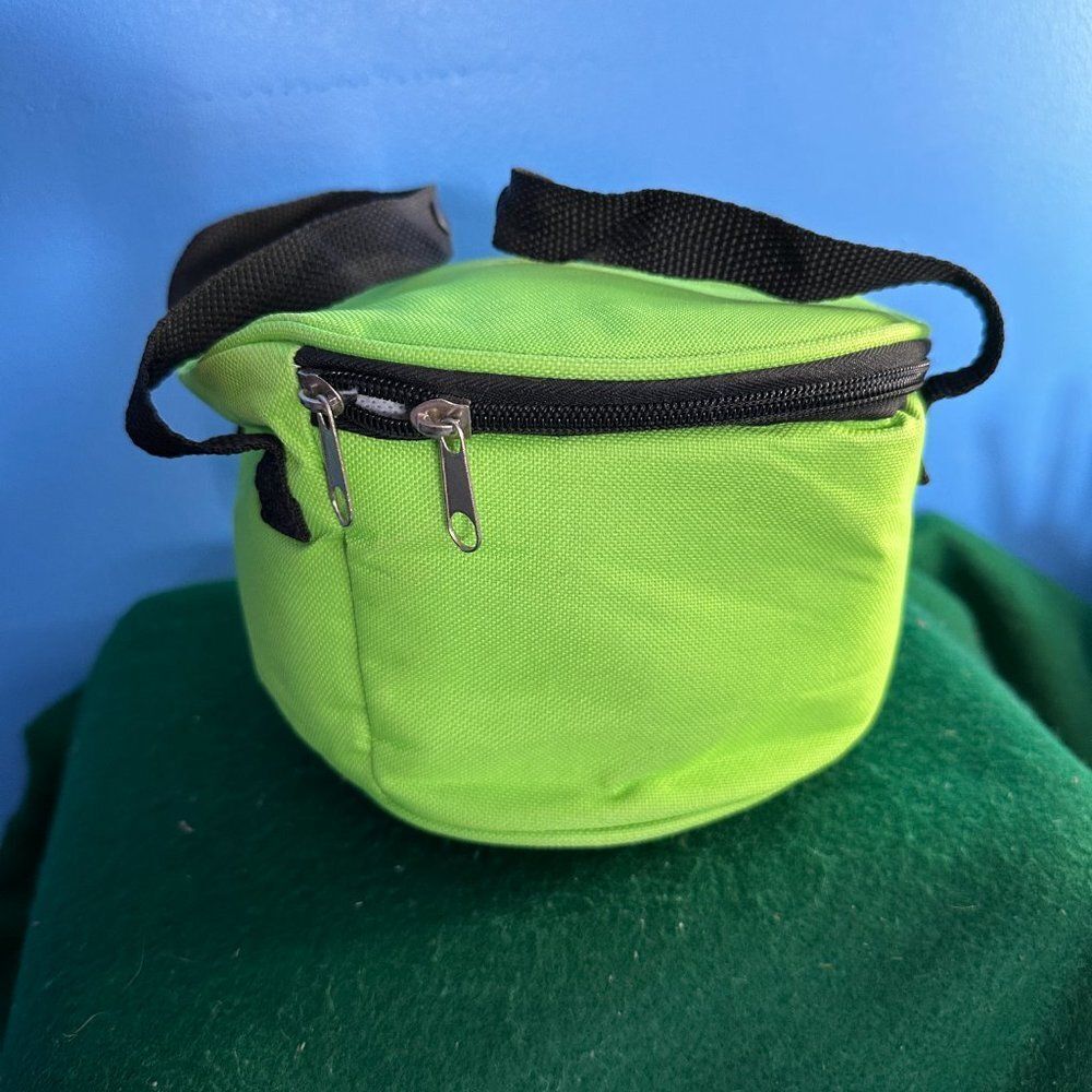 Insulated Lunch Bag Bright Green Round Shape with Ice Packs – Reusable Cooler